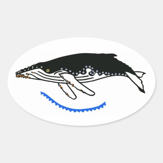 絶滅危惧動物 – Humpback WHALE – 野生生物 –  楕円形シール (正面)