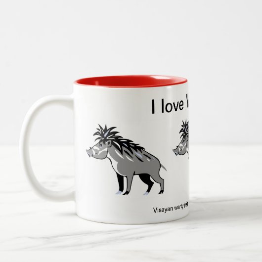 絶滅危惧動物 – I love Warty PIGS -自然- ツートーンマグカップ (左)