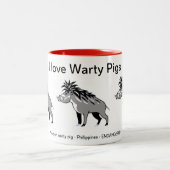 絶滅危惧動物 – I love Warty PIGS -自然- ツートーンマグカップ (中央)