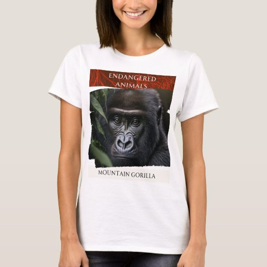 絶滅危惧動物 – Mountain Gorilla Tシャツ (正面)
