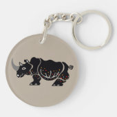 絶滅危惧動物 – RHINOCEROS – 野生生物 – 自然 キーホルダー (裏面)