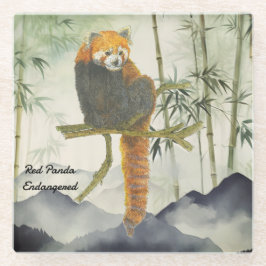 絶滅危惧可愛色彩の鮮やか手赤パンダ ガラスコースター