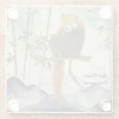 絶滅危惧可愛色彩の鮮やか手赤パンダ ガラスコースター (裏面)