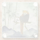 絶滅危惧可愛色彩の鮮やか手赤パンダ ガラスコースター (裏面)