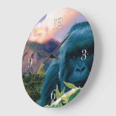 絶滅危惧山ゴリラ&アフリカ火山 ラージ壁時計 (傾斜)