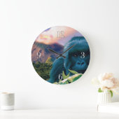 絶滅危惧山ゴリラ&アフリカ火山 ラージ壁時計 (ホーム)