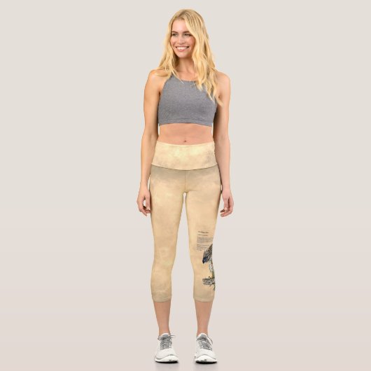 絶滅危惧種のフィリピンイーグルが目を引くアートワーク カプリレギンス (正面)