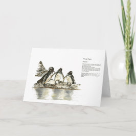 絶滅危惧種の手色彩の鮮やかプリントペンギンありがとう サンキューカード