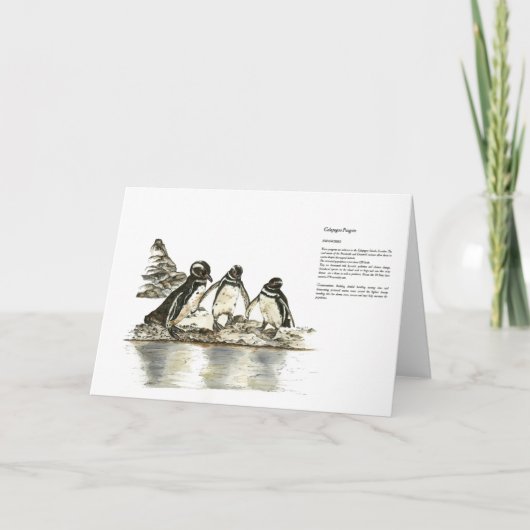 絶滅危惧種の手色彩の鮮やかプリントペンギンありがとう サンキューカード (正面)