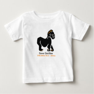 絶滅危惧種の救動物のグラフィックであるApe -GORILLAS ベビーTシャツ