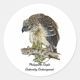 絶滅危惧種の美しいフィリピンイーグルのアートワーク ラウンドシール