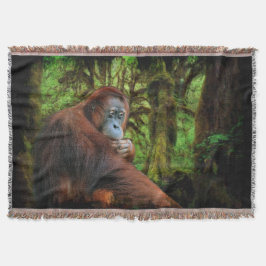 絶滅危惧種オランウタン&レインフォレスト霊長類芸術 スローブランケット