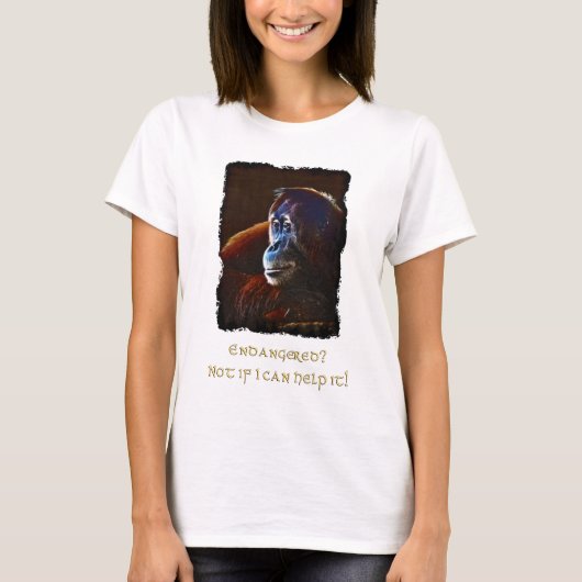 絶滅危惧種オランウータンス野生動物保護シャツ Tシャツ (正面)
