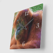 絶滅危惧種オランウータン霊長類野生動物芸術 スクエア壁時計 (傾斜)