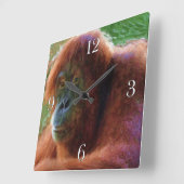 絶滅危惧種オランウータン霊長類野生動物芸術 スクエア壁時計 (傾斜)