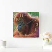 絶滅危惧種オランウータン霊長類野生動物芸術 スクエア壁時計 (ホーム)