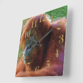 絶滅危惧種オランウータン霊長類野生動物芸術 スクエア壁時計 (傾斜)