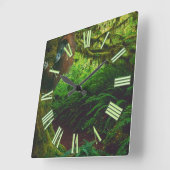 絶滅危惧種オランウータン&レインフォレスト霊長類イメージ2 スクエア壁時計 (傾斜)