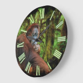 絶滅危惧種オランウータン&レインフォレスト霊長類イメージ ラージ壁時計 (傾斜)