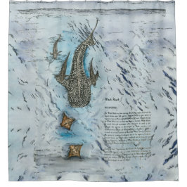 絶滅危惧種ジンベイザメの水彩画 シャワーカーテン