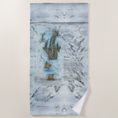 絶滅危惧種ジンベイザメの水彩画 ビーチタオル (正面)