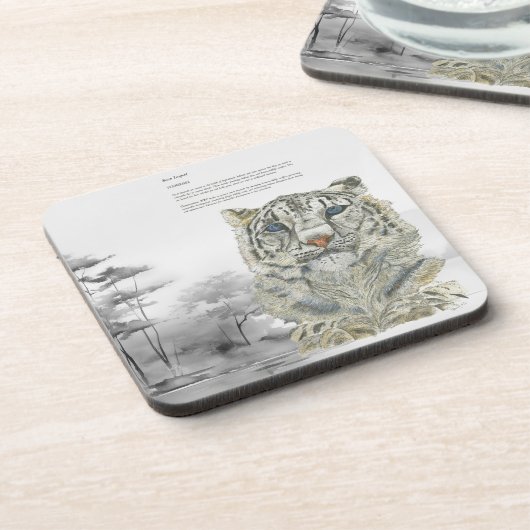 絶滅危惧種ハンド絵を描プリントユキヒョウのコースター コースター (左側)