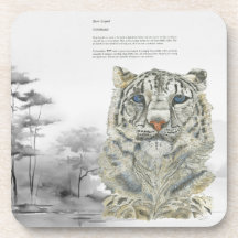 絶滅危惧種ハンド絵を描プリントユキヒョウのコースター