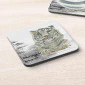 絶滅危惧種ハンド絵を描プリントユキヒョウのコースター コースター (左側)