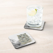 絶滅危惧種ハンド絵を描プリントユキヒョウのコースター コースター (右側)