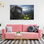 絶滅危惧種マウンテンゴリラ「HOPE」アート キャンバスプリント (インサイチュ (リビング))