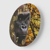 絶滅危惧種ローランドゴリラ&レインフォレスト ラージ壁時計 (傾斜)