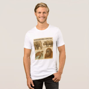 絶滅危惧種ヴィンテージイラストレーション トライブレンドTシャツ