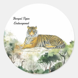 絶滅危惧種威厳のあるのベンガルのトラの手色彩の鮮やか ラウンドシール