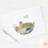 絶滅危惧種威厳のあるのベンガルのトラの手色彩の鮮やか ラウンドシール (封筒)