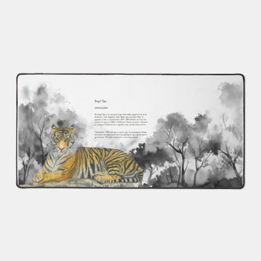 絶滅危惧種威厳のあるのベンガルトラの水色 デスクマット (正面)