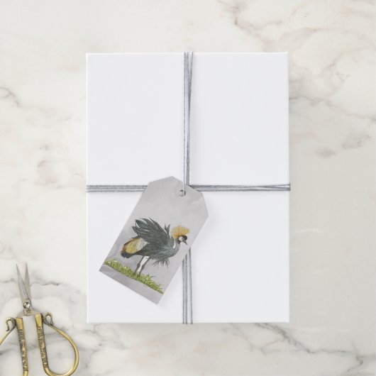 絶滅危惧種威厳のある灰色の冠を持つ鶴 ギフトタグ (より糸付き)