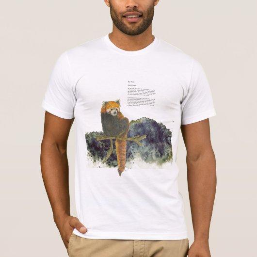 絶滅危惧種色彩の鮮やかの可愛い赤いパンダ Tシャツ (正面)