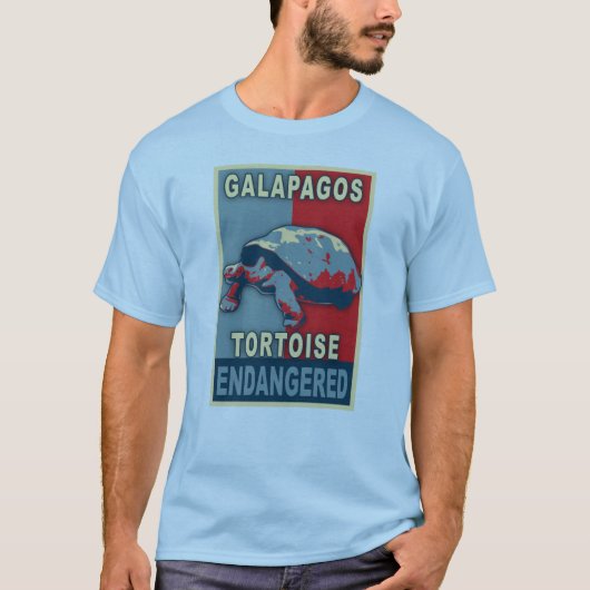 絶滅寸前のガラパゴスのカメのポップアートのTシャツ Tシャツ (正面)