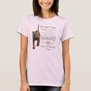 絶滅寸前のベンガルトラレディースオーガニックなワイシャツ Tシャツ