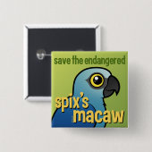 絶滅寸前のSpixのコンゴウインコを救って下さい 缶バッジ (正面&裏面)