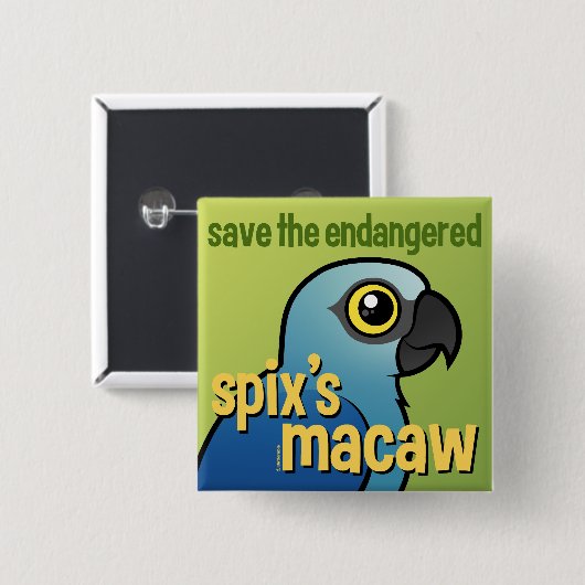 絶滅寸前のSpixのコンゴウインコを救って下さい 缶バッジ (正面&裏面)