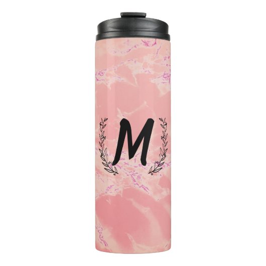 絶縁パーソナライズされたピンク大理石ドリンクボトル タンブラー (正面)