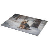 絹のようなテリアが雪のクリスマスを許した カッティングボード (角)