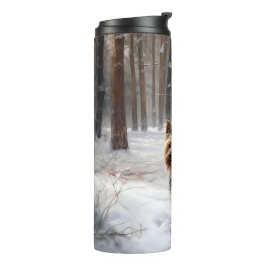 絹のようなテリアが雪のクリスマスを許した タンブラー