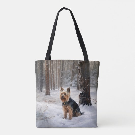 絹のようなテリアが雪のクリスマスを許した トートバッグ (裏面)