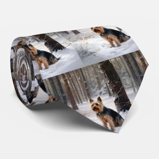 絹のようなテリアが雪のクリスマスを許した ネクタイ (ロール)
