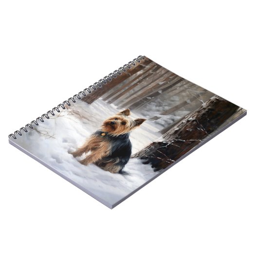 絹のようなテリアが雪のクリスマスを許した ノートブック (左側)