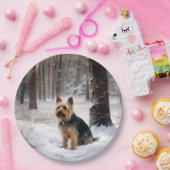 絹のようなテリアが雪のクリスマスを許した ペーパープレート (パーティー)