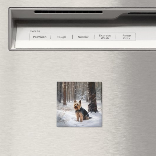 絹のようなテリアが雪のクリスマスを許した マグネット (インサイチュ (食洗機))