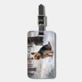 絹のようなテリアが雪のクリスマスを許した ラゲッジタグ (正面縦)